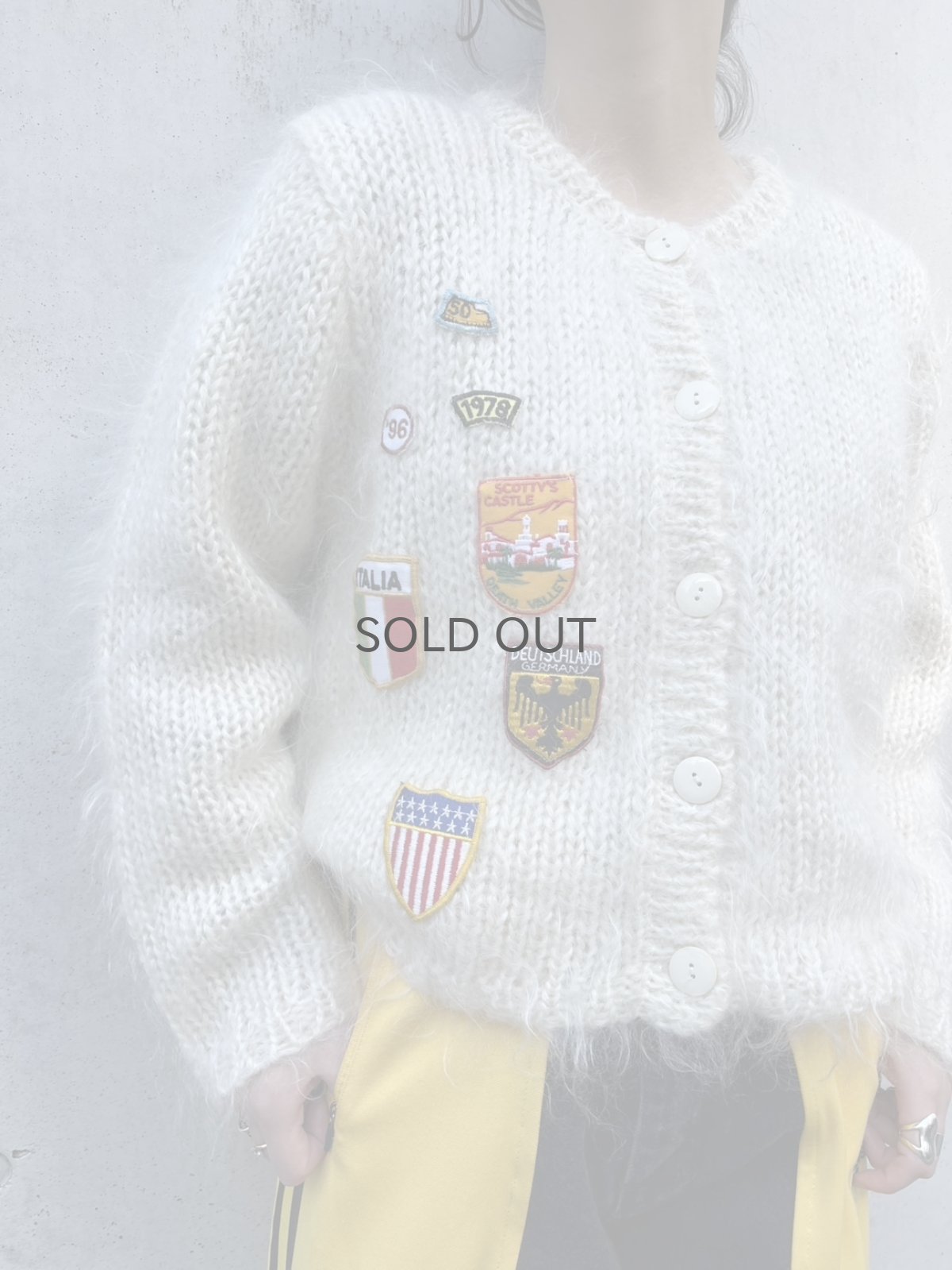 画像12: OLD PATCH MOHAIR DESIGN KNIT CARDIGAN / Ladies M (12)