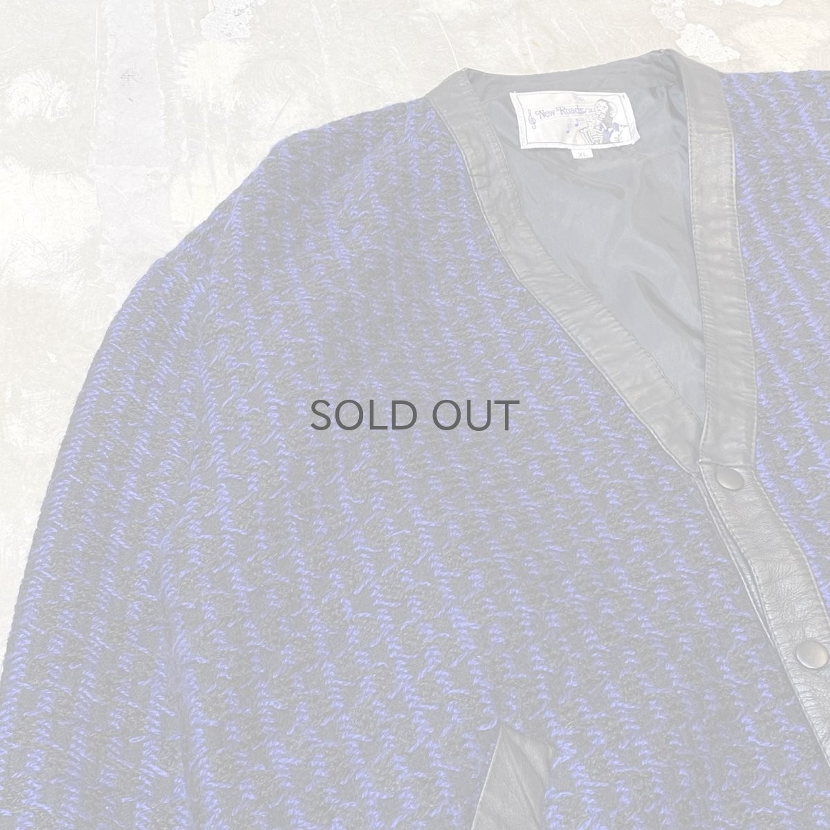 画像3: REAL LEATHER × KNIT SWITCHED COLOR PATTERN CARDIGAN / Mens XL (3)