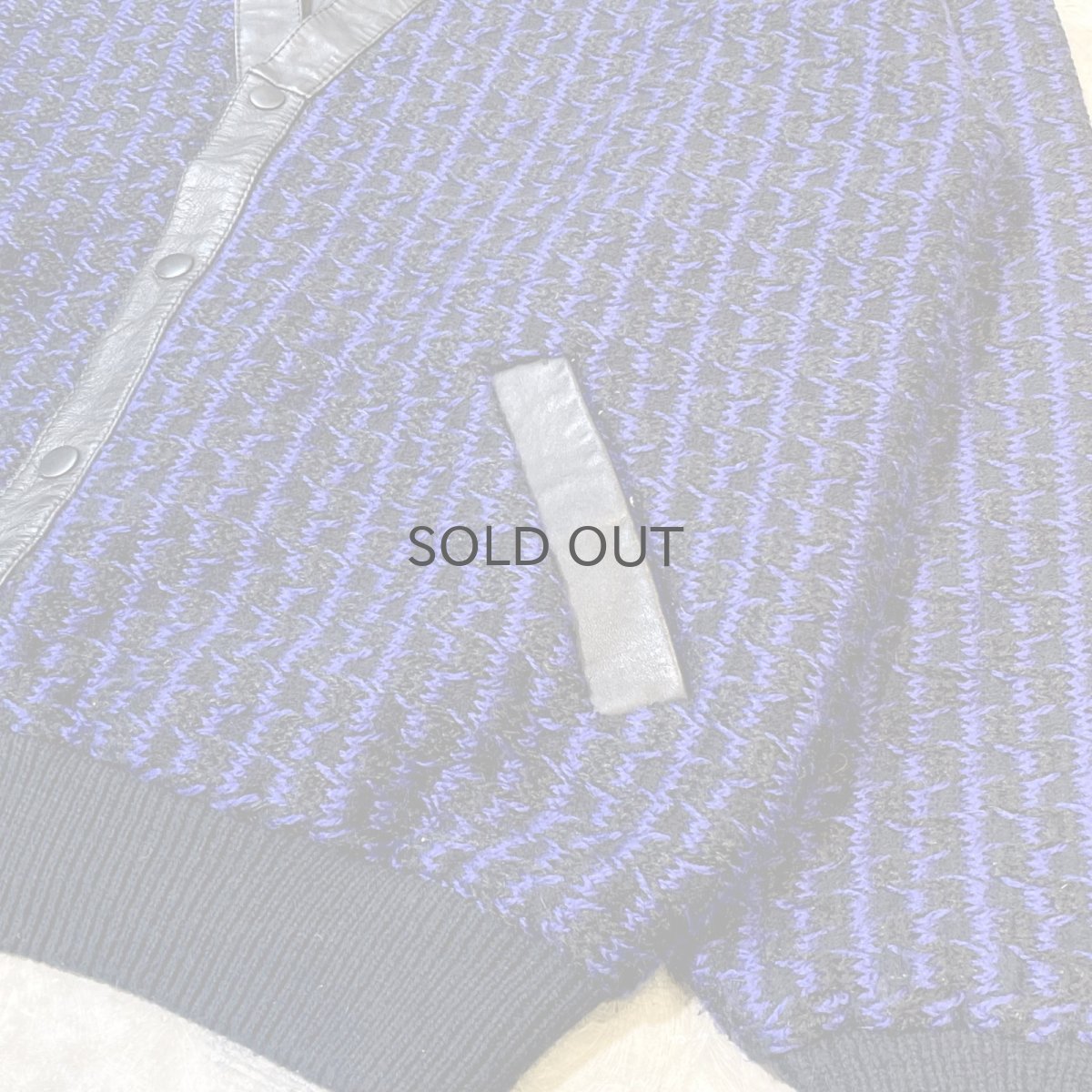 画像6: REAL LEATHER × KNIT SWITCHED COLOR PATTERN CARDIGAN / Mens XL (6)