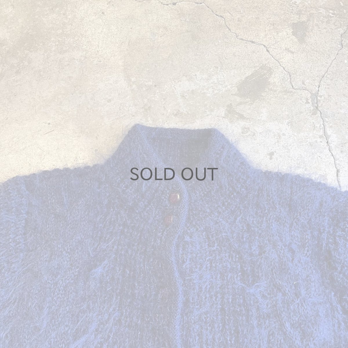 画像8: NAVY COLOR VOLUME SLEEVE DESIGN KNIT MOHAIR CARDIGAN / Ladies L (8)