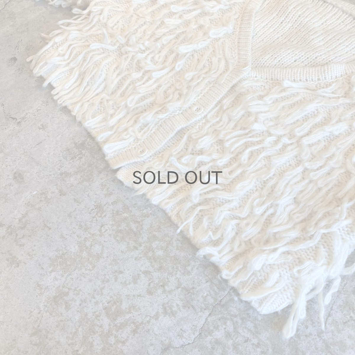 画像4: ALL OVER LOOP FRINGE LINE DESIGN KNIT CARDIGAN / Ladies M (4)