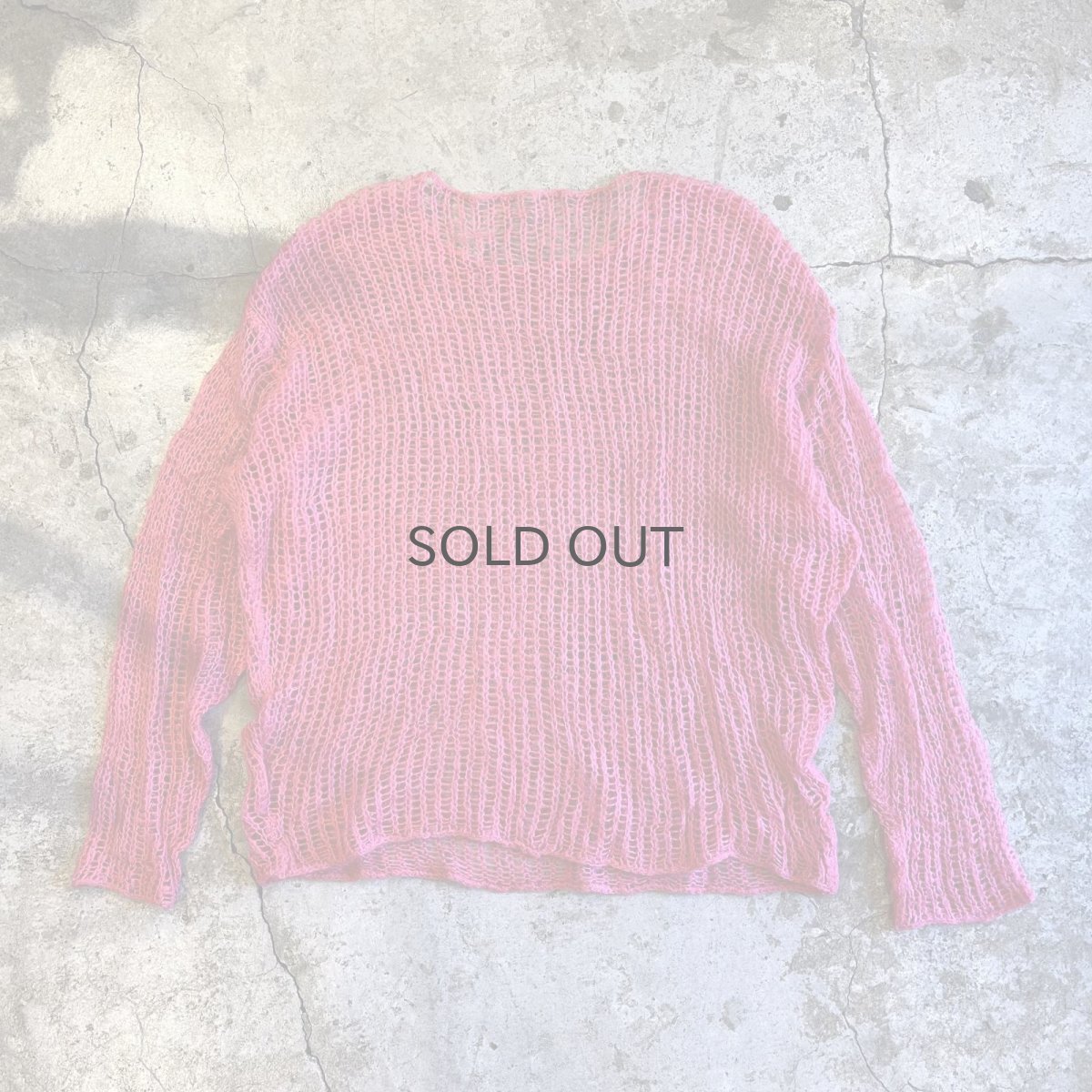 画像2: PINK COLOR MESH DESIGN LOWGAUGE KNIT TOPS / Ladies L (2)