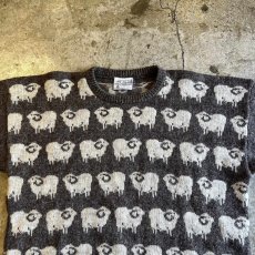 画像8: ALL OVER SHEEP PATTERN DESIGN KNIT SWEATER / Ladies L / MADE NEW ZEALAND (8)