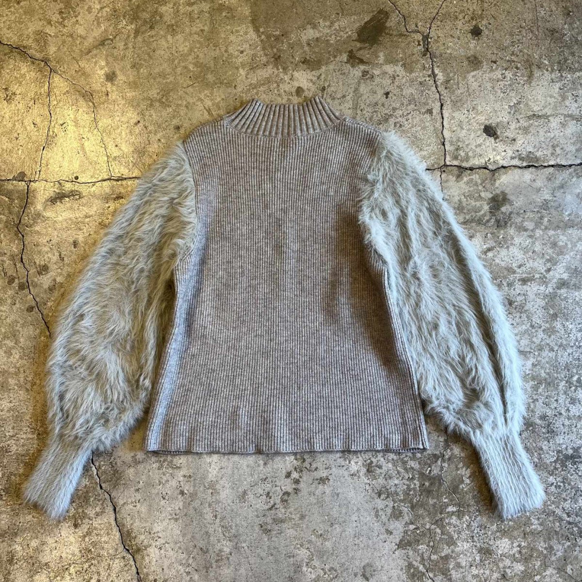画像2: RIB×SHAGGY VOLUME SLEEVE DESIGN KNIT L/S TOPS / Ladies M (2)