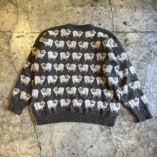 画像2: ALL OVER SHEEP PATTERN DESIGN KNIT SWEATER / Ladies L / MADE NEW ZEALAND (2)