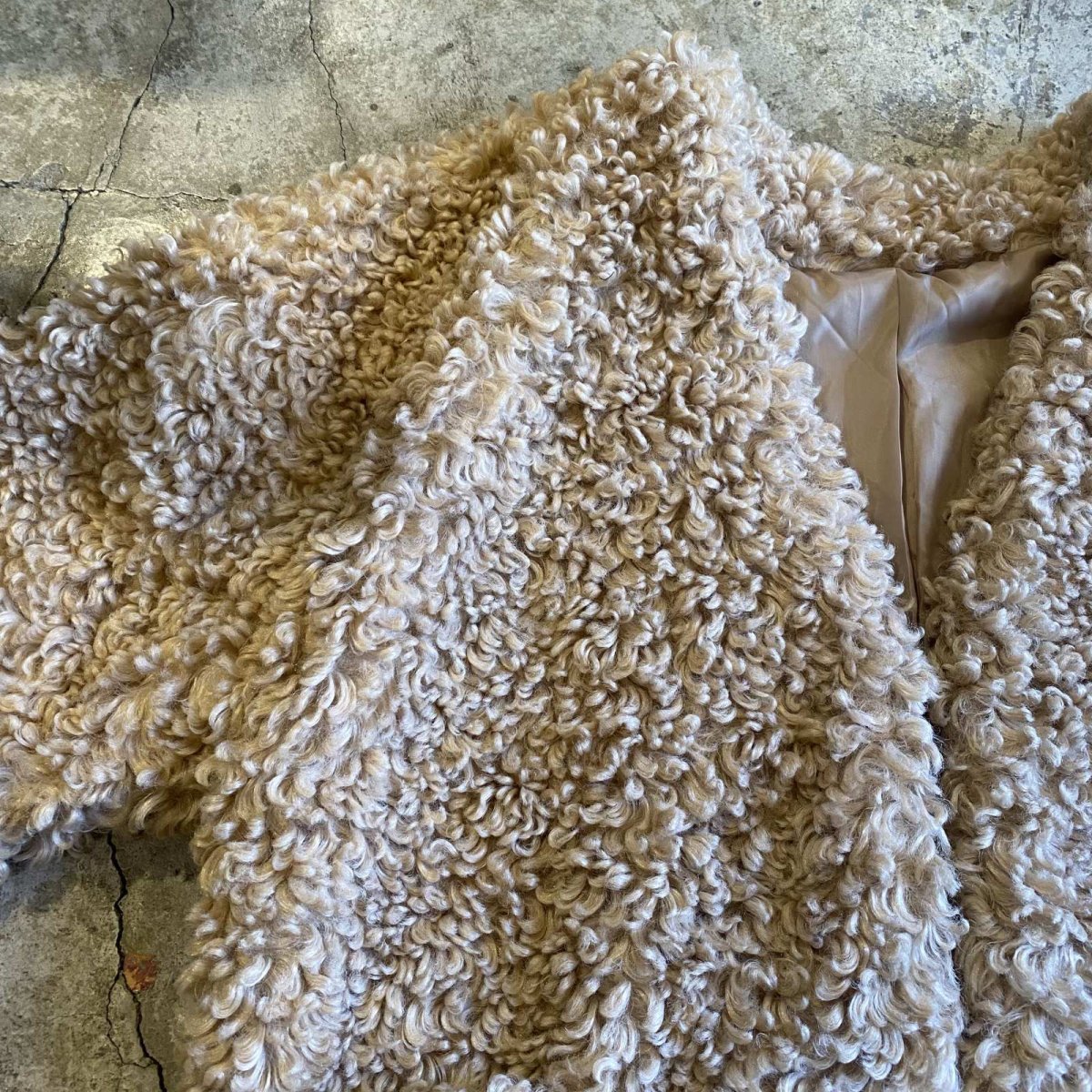 画像7: NO COLLAR POODLE BOA DESIGN JACKET / Ladies L (7)