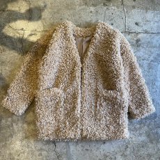 画像1: NO COLLAR POODLE BOA DESIGN JACKET / Ladies L (1)