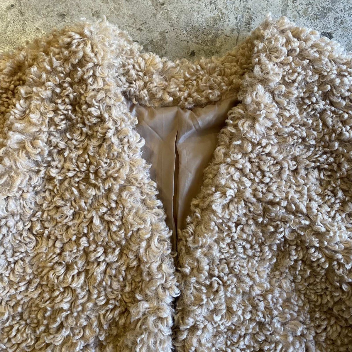 画像4: NO COLLAR POODLE BOA DESIGN JACKET / Ladies L (4)