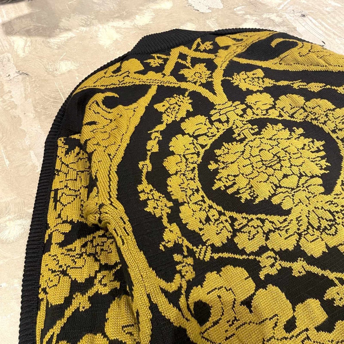 画像9: ALL OVER PATTERN BICOLOR KNIT CARDIGAN / Mens L (9)