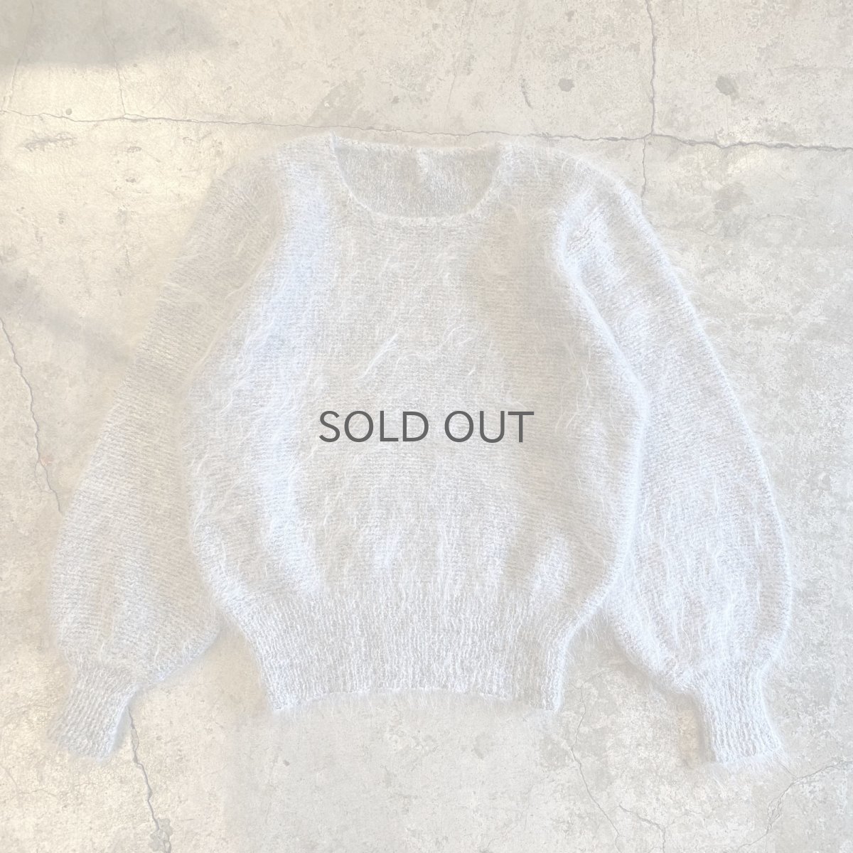 画像1: LIGHT GRAY COLOR DESIGN MOHAIR KNIT SWEATER / Ladies M (1)