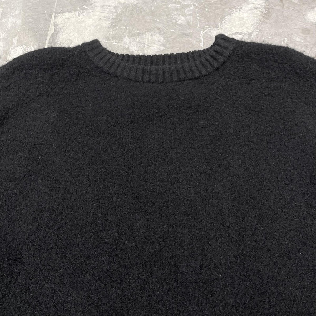 画像11: FRONT SHOULDER CUT DESIGN BLACK KNIT SWEATER / Mens XL (11)