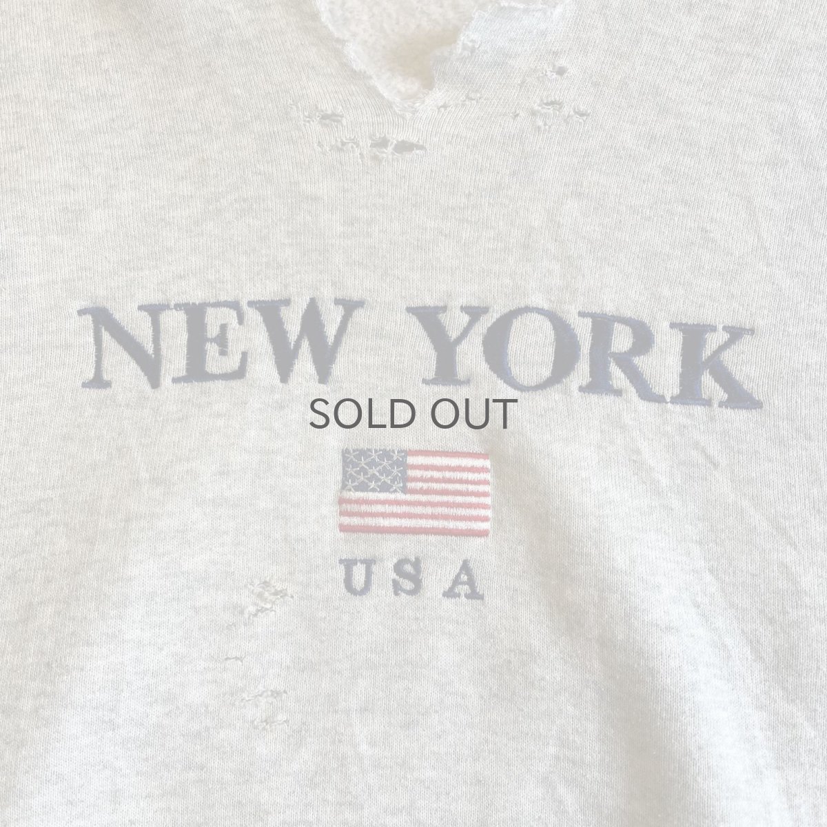 画像10: FRONT "NEW YORK USA" LOGO EMBROIDERY CRASH DAMAGE DESIGN SWEAT HOODIE / Ladies XL  (10)