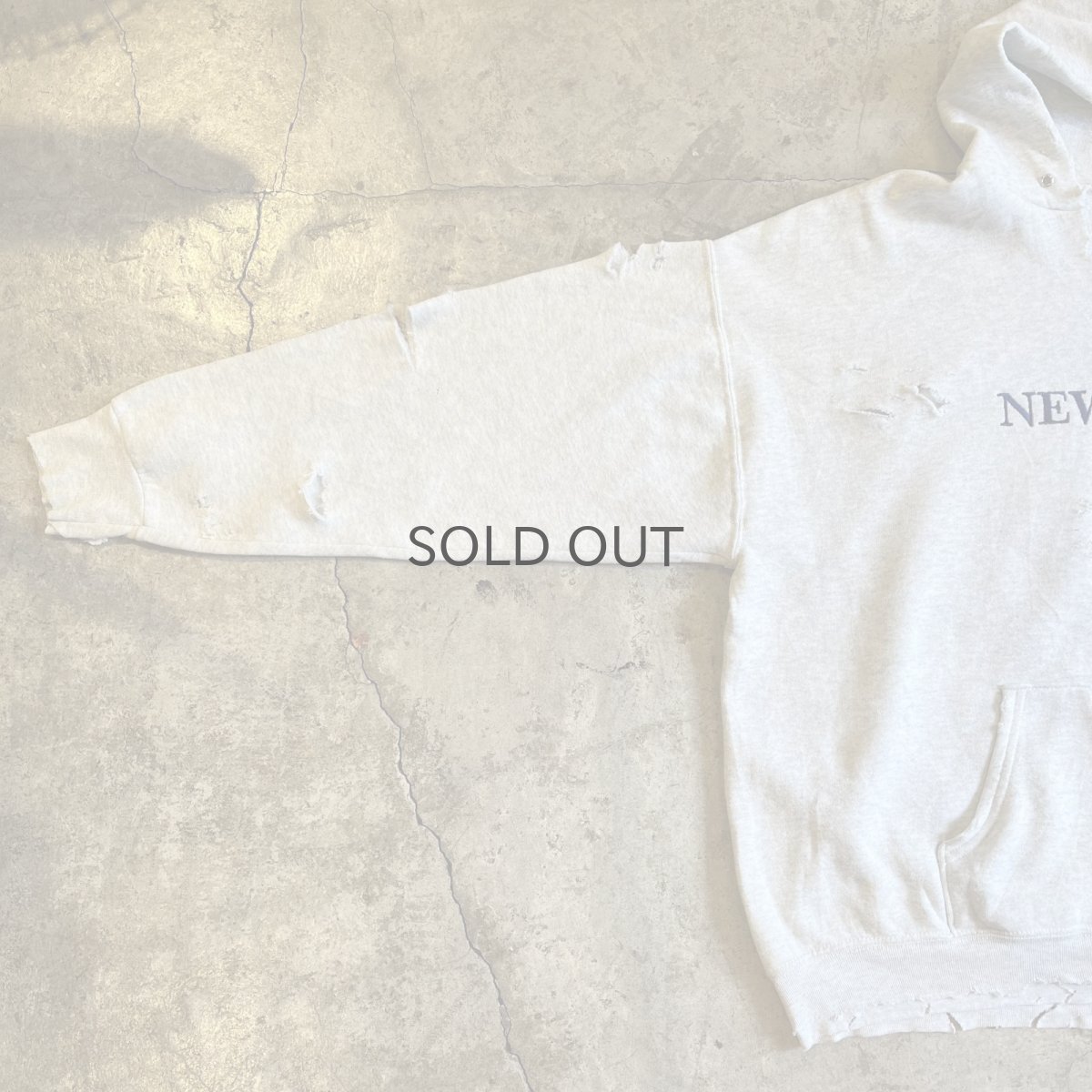 画像13: FRONT "NEW YORK USA" LOGO EMBROIDERY CRASH DAMAGE DESIGN SWEAT HOODIE / Ladies XL  (13)