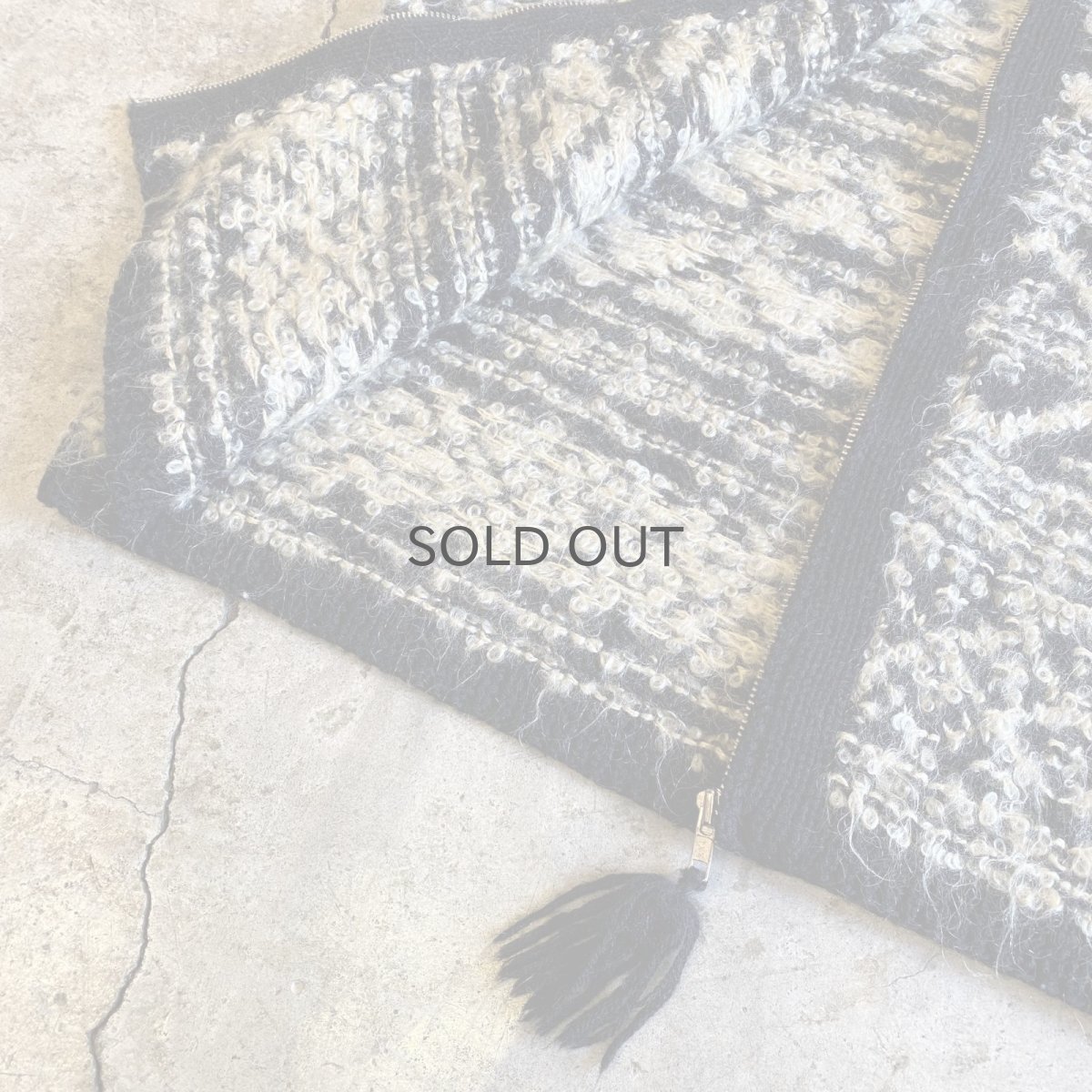 画像5: ALL OVER PATTERN HAND KNIT ZIP UP DESIGN CARDIGAN / Ladies L (5)