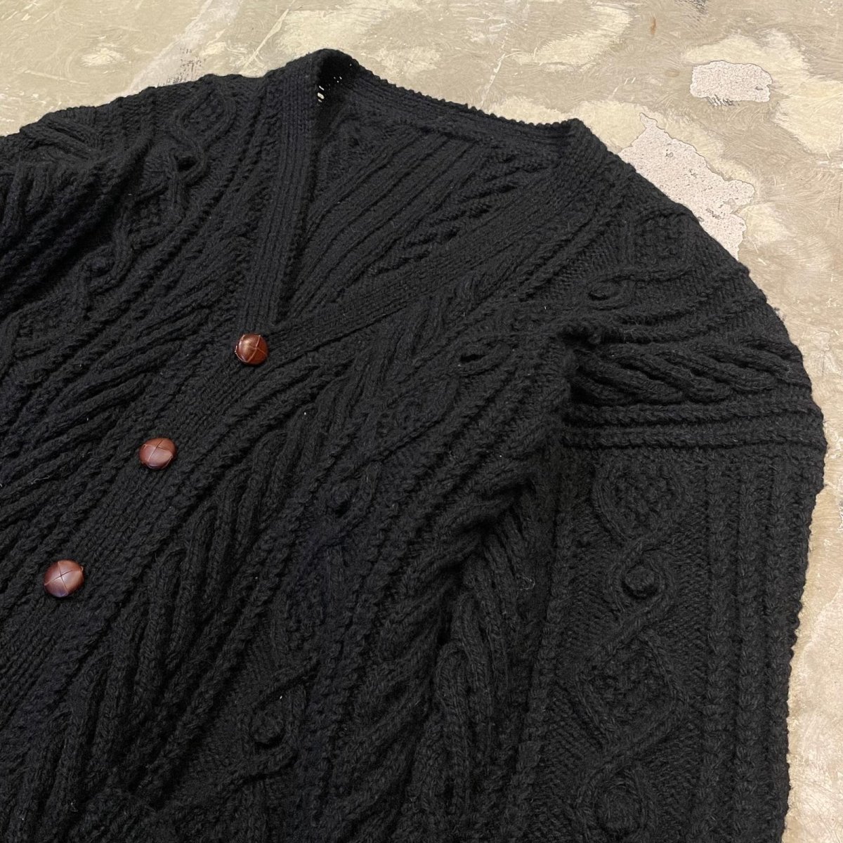 画像4: BLACK COLOR ALAN KNIT CARDIGAN / Mens XL (4)