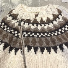 画像11: NATIVE PATTERN NECK ZIP UP KNIT JACKET / Mens L (11)