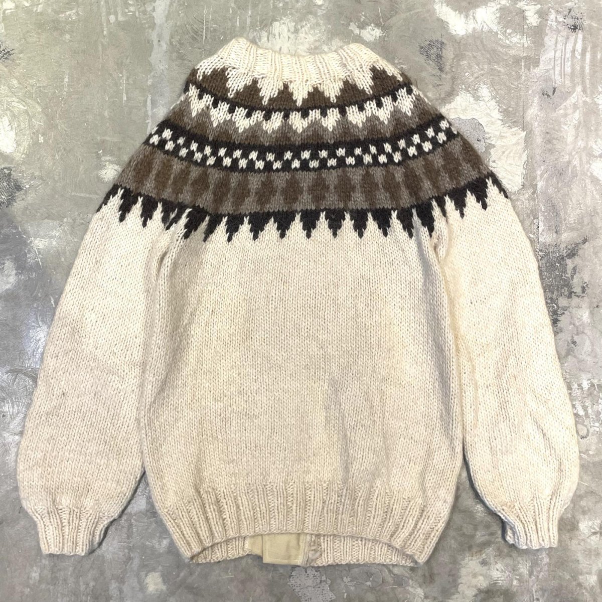 画像3: NATIVE PATTERN NECK ZIP UP KNIT JACKET / Mens L (3)