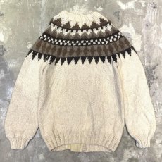 画像3: NATIVE PATTERN NECK ZIP UP KNIT JACKET / Mens L (3)