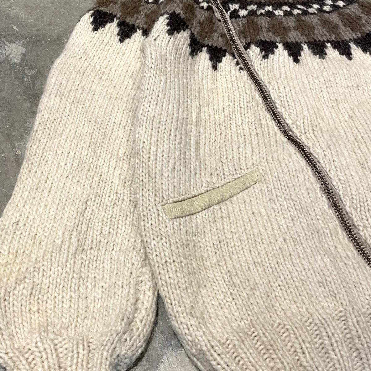 画像6: NATIVE PATTERN NECK ZIP UP KNIT JACKET / Mens L (6)