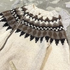 画像5: NATIVE PATTERN NECK ZIP UP KNIT JACKET / Mens L (5)
