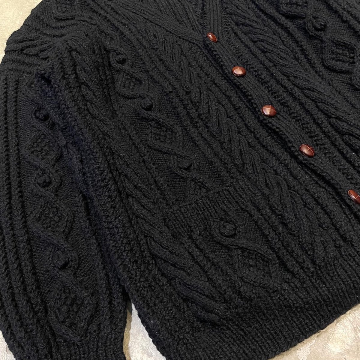画像5: BLACK COLOR ALAN KNIT CARDIGAN / Mens XL (5)