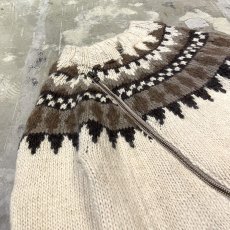画像4: NATIVE PATTERN NECK ZIP UP KNIT JACKET / Mens L (4)