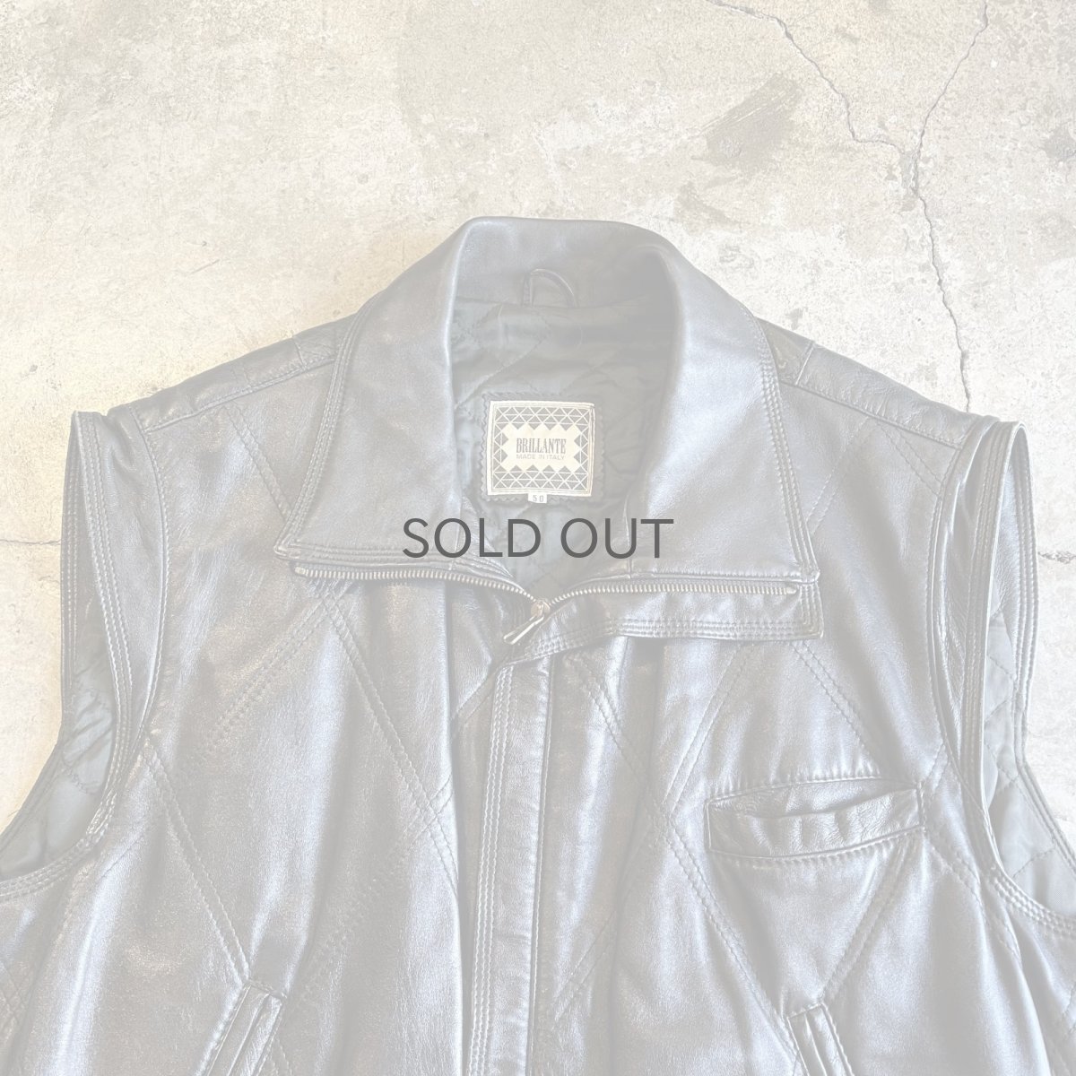 画像6: STITCH PATTERN REAL LEATHER ZIP UP VEST / Ladies L(50) / MADE IN ITALY (6)