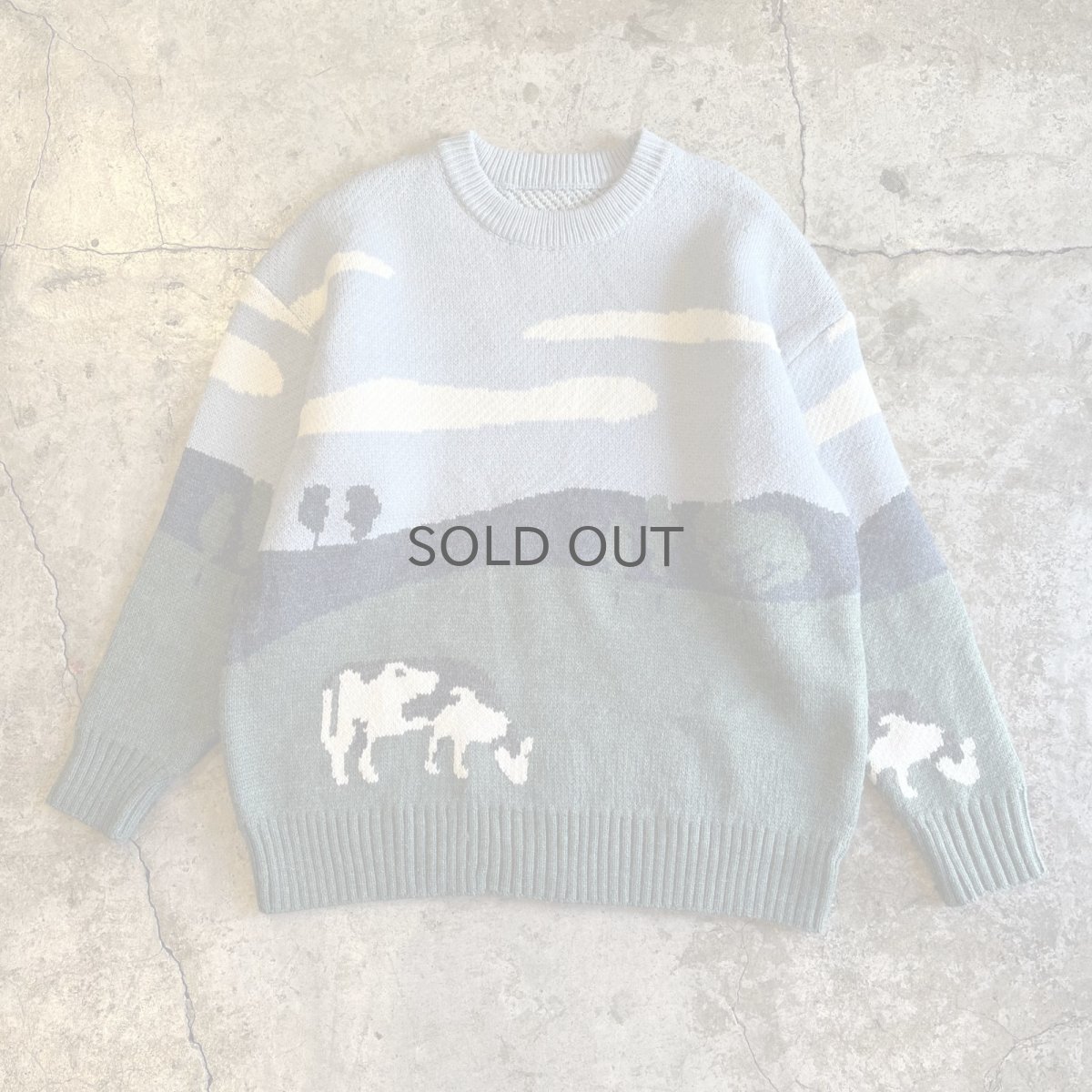 画像1: ALL OVER ARTISTIC PATTERN DESIGN KNIT SWEATER / Ladies L (1)
