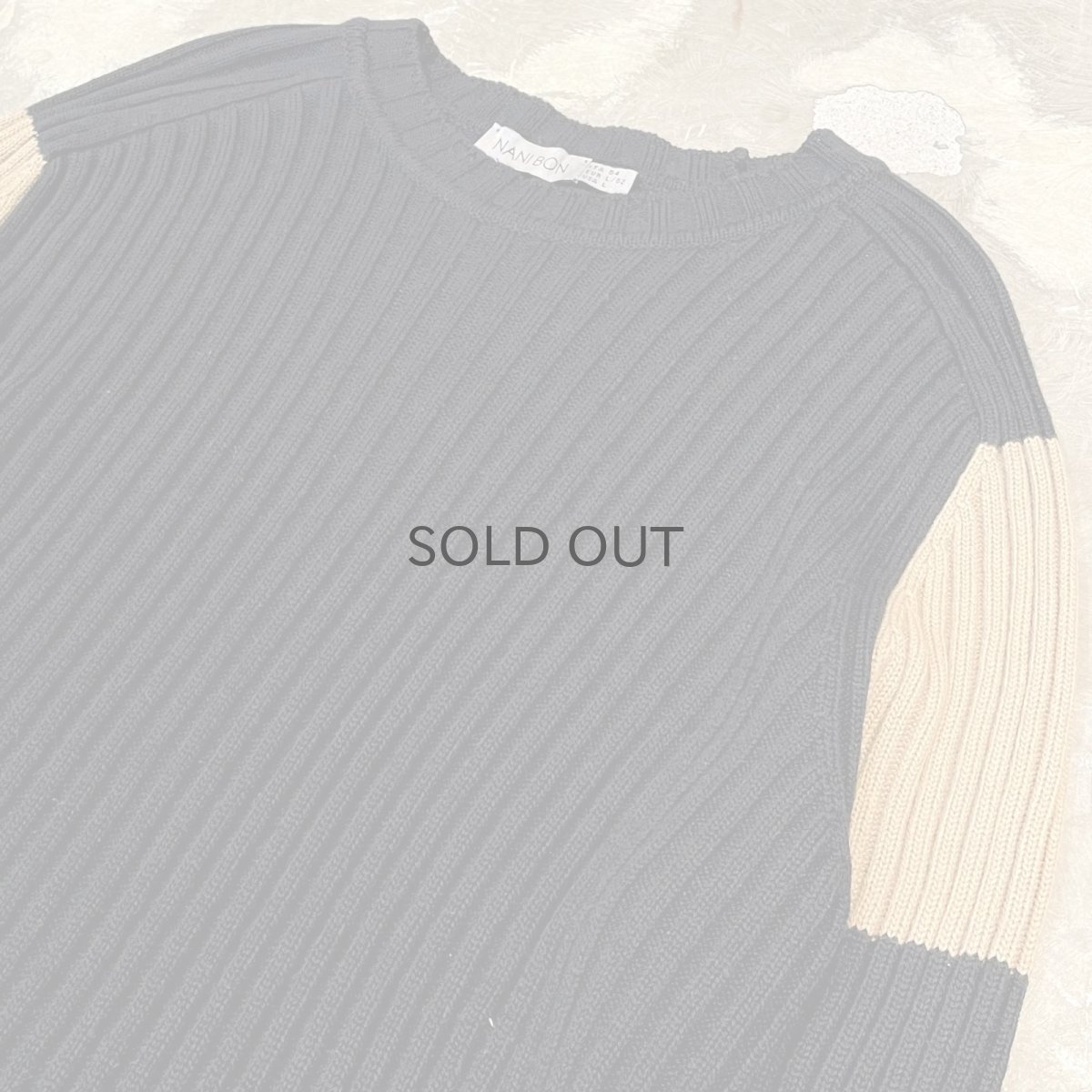 画像4: COLOR SWITCHED DAMAGE KNIT SWEATER / Mens L (4)