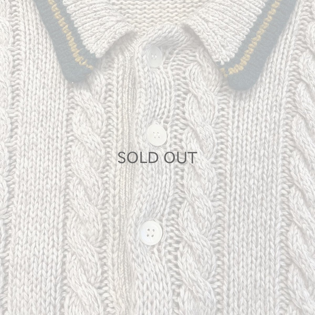 画像9: 2 COLOR LINE FRONT SPOON CABLE DESIGN POLO KNIT SWEATER / Ladies L / MADE IN USA (9)