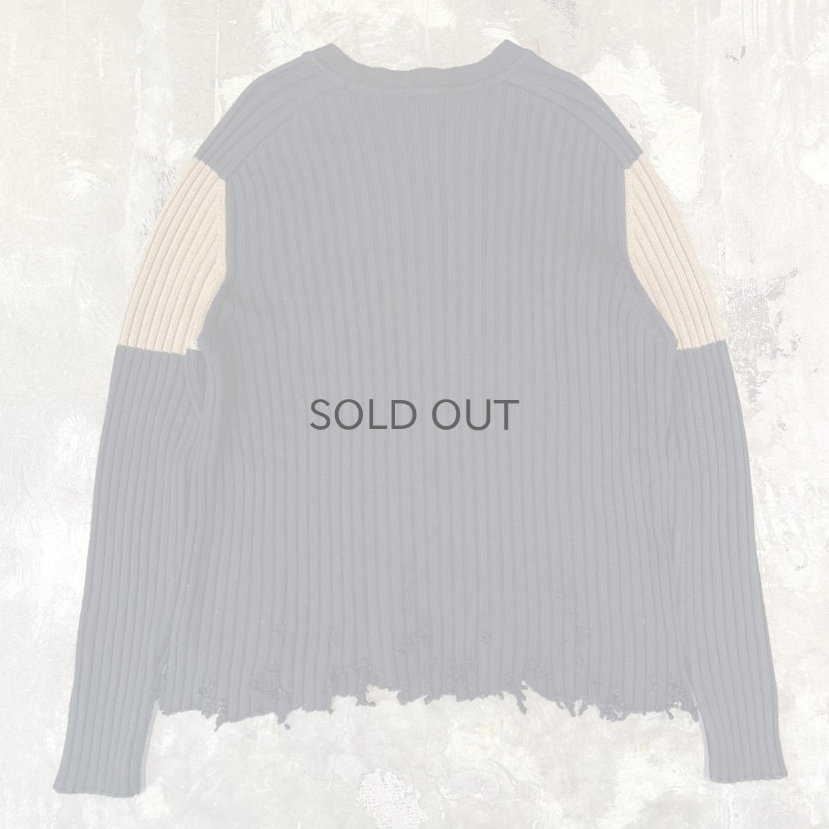 画像2: COLOR SWITCHED DAMAGE KNIT SWEATER / Mens L (2)