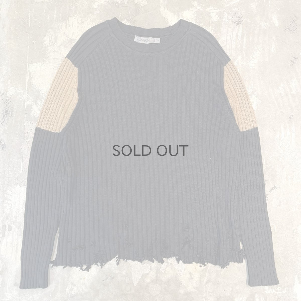 画像1: COLOR SWITCHED DAMAGE KNIT SWEATER / Mens L (1)