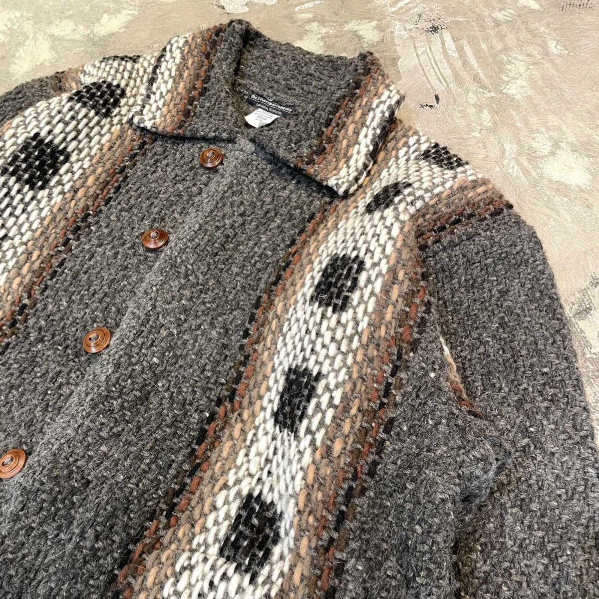 画像4: NATIVE STRIPE PATTERN WOOL KNIT JACKET / Mens M(L) (4)