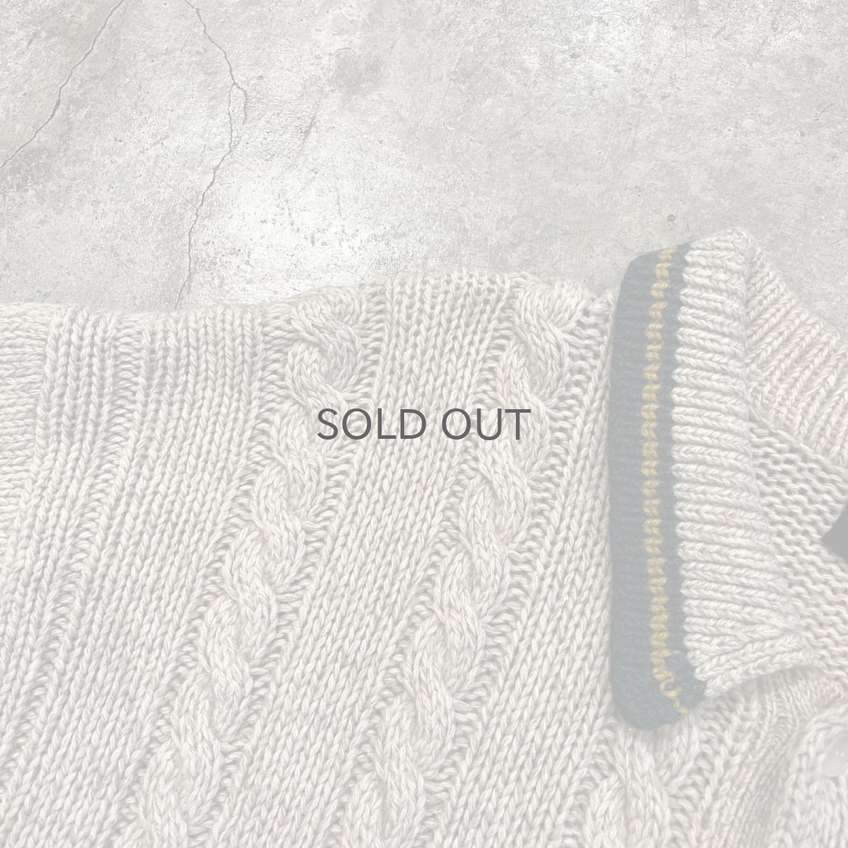 画像8: 2 COLOR LINE FRONT SPOON CABLE DESIGN POLO KNIT SWEATER / Ladies L / MADE IN USA (8)