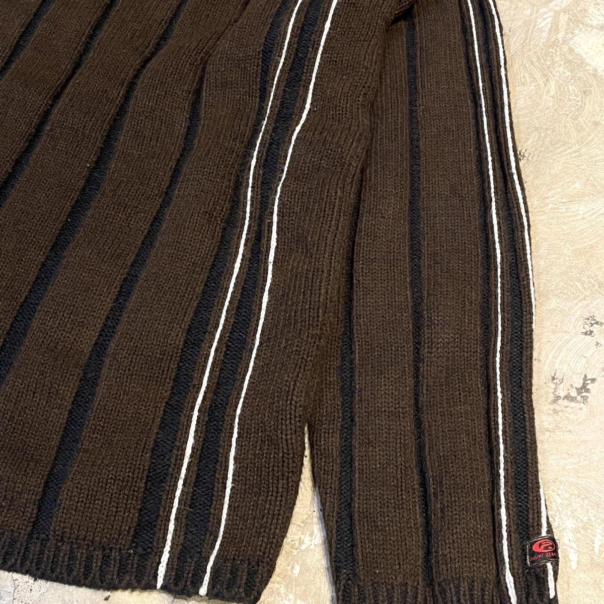 画像6: "POINT ZERO"STRIPE PATTERN HALF ZIP KNIT SWEATER / Mens XL (6)