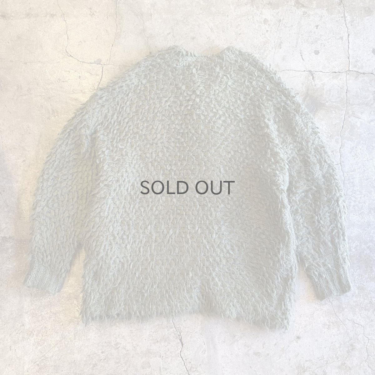 画像2: KHAKI COLOR LOOP DESIGN OVER KNIT CARDIGAN / Ladies L (2)