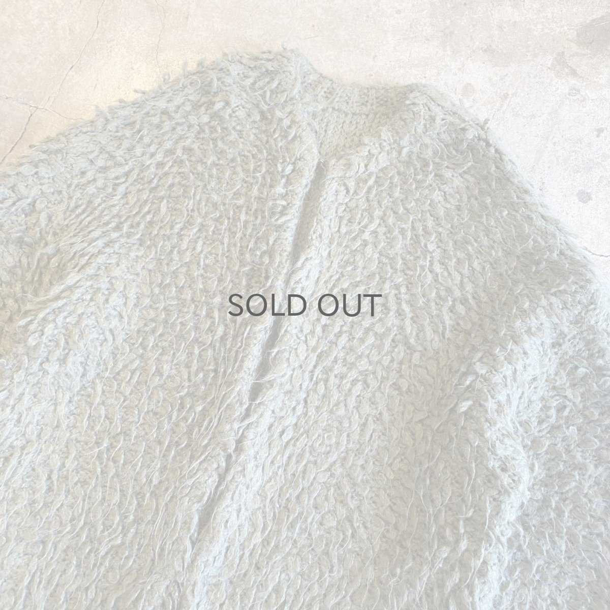 画像3: KHAKI COLOR LOOP DESIGN OVER KNIT CARDIGAN / Ladies L (3)