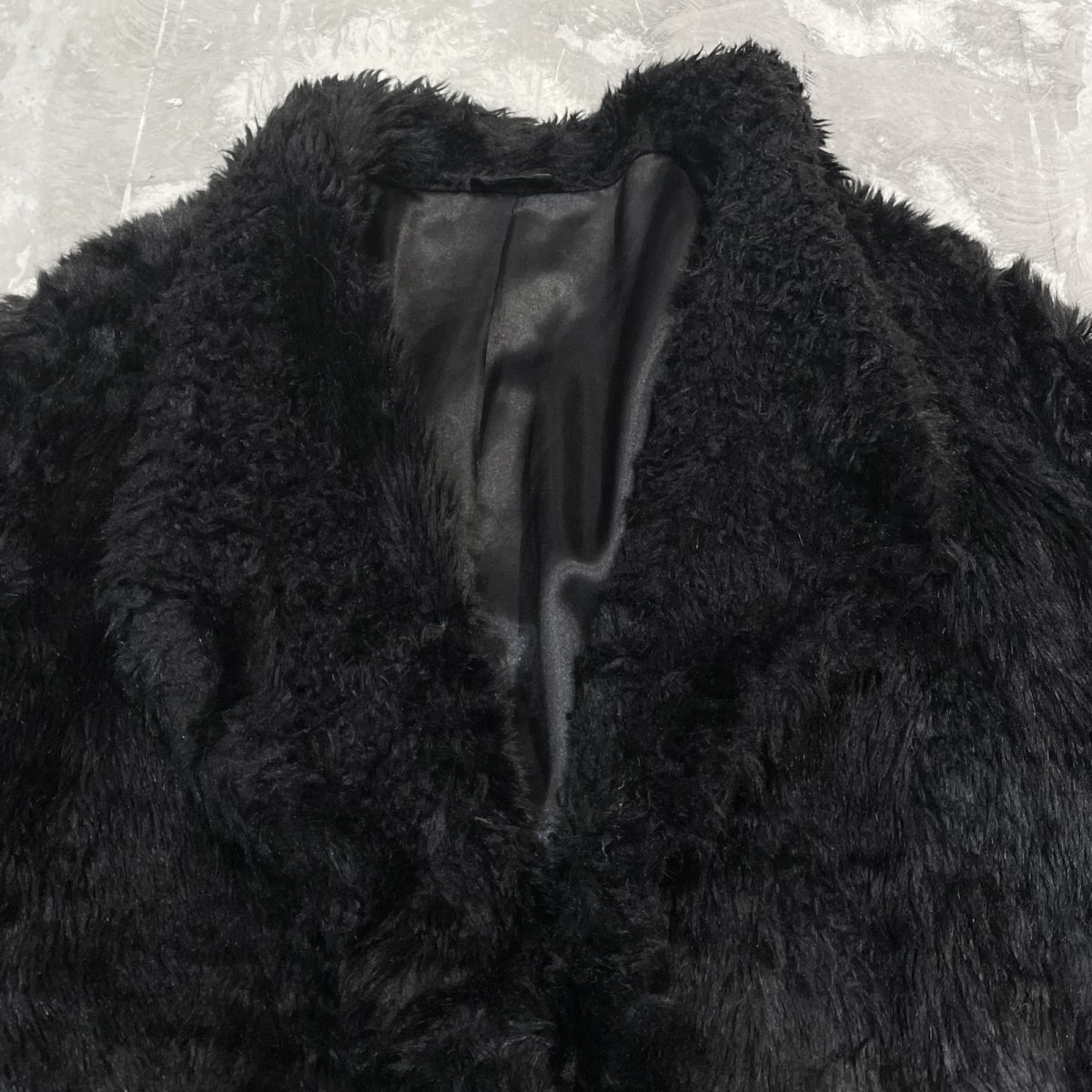 画像10: BLACK COLOR FAUX FUR DESIGN JACKET / Mens L  (10)