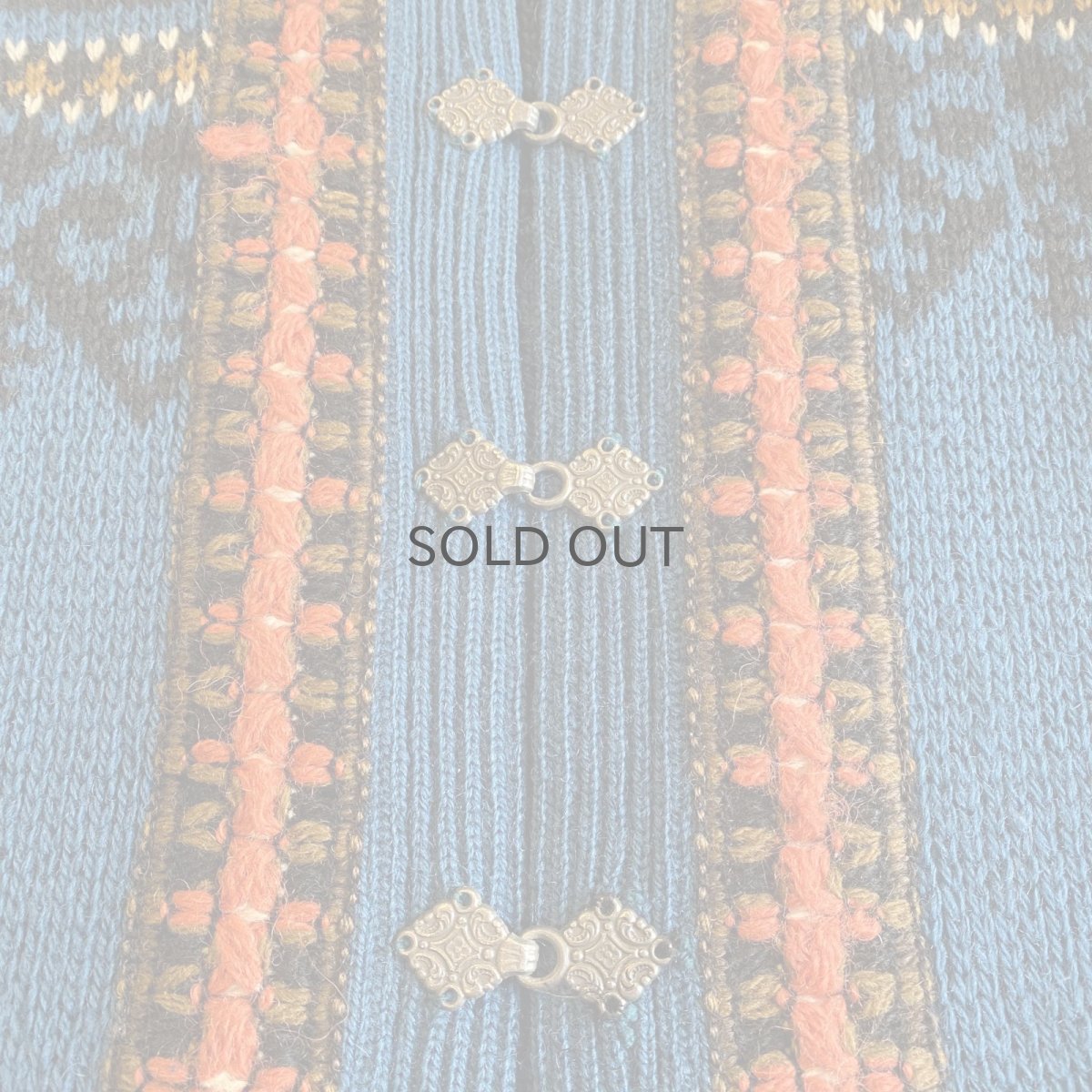 画像5: ALL OVER PATTERN SILVER HOOK UP DESIGN NORDIC KNIT CARDIGAN / Ladies L / MADE IN NOWAY  (5)