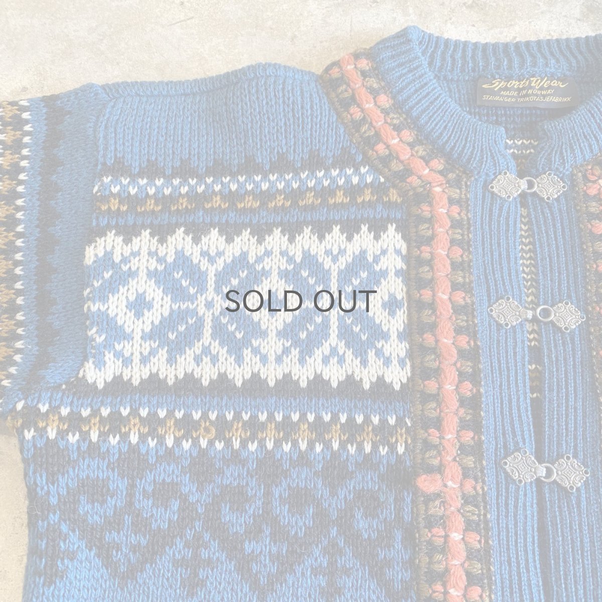 画像6: ALL OVER PATTERN SILVER HOOK UP DESIGN NORDIC KNIT CARDIGAN / Ladies L / MADE IN NOWAY  (6)