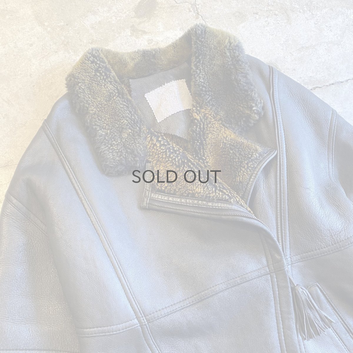 画像3: REAL LEATHER FAUX MOUTON DESIGN ZIP UP JACKET / Ladies S~M (3)