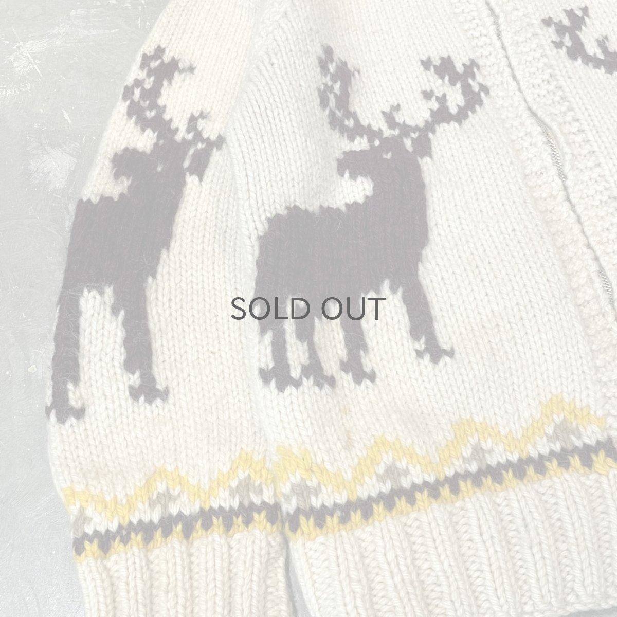 画像5: 60's~ ANIMAL GRAPHIC PATTERN ZIP UP WOOL KNIT JACKET / Mens L  (5)