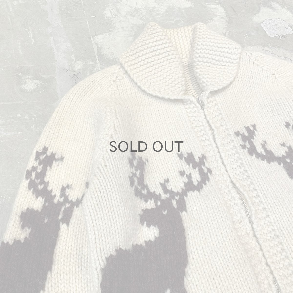 画像3: 60's~ ANIMAL GRAPHIC PATTERN ZIP UP WOOL KNIT JACKET / Mens L  (3)