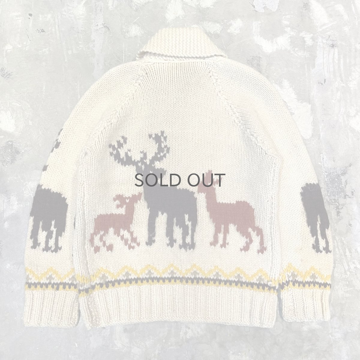 画像2: 60's~ ANIMAL GRAPHIC PATTERN ZIP UP WOOL KNIT JACKET / Mens L  (2)