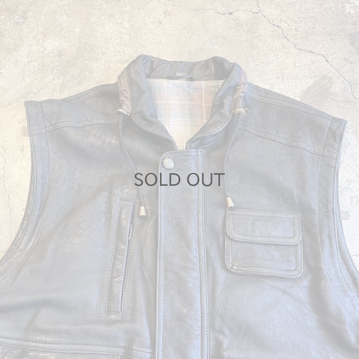 画像6: FRONT POCKET OVER DESIGN REAL LEATHER VEST / Ladies XL(52) (6)