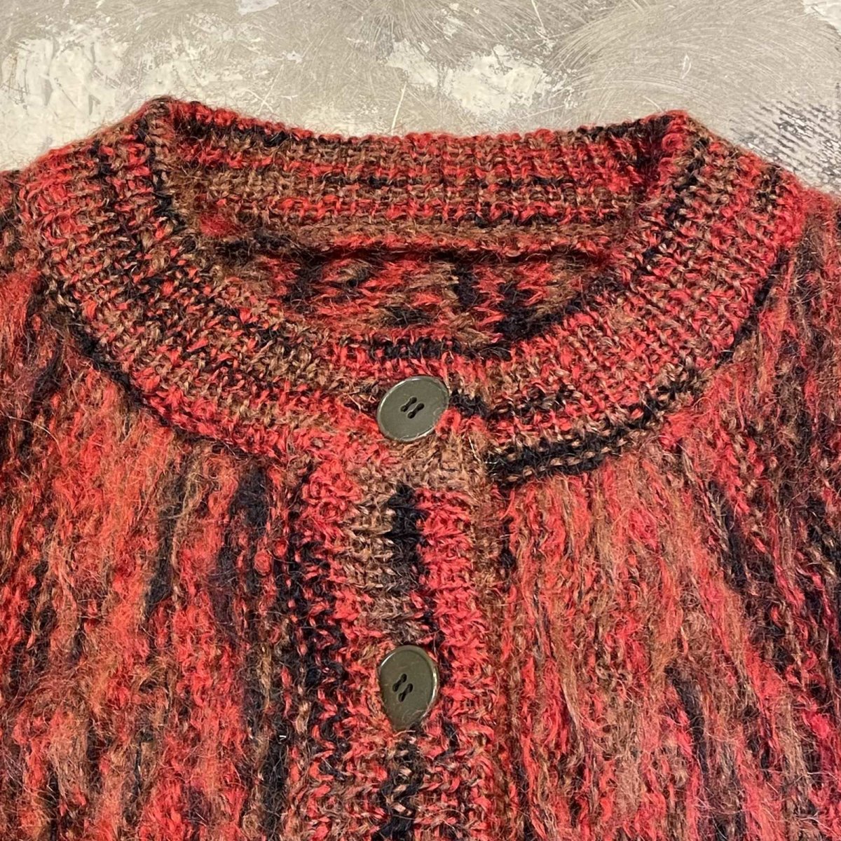 画像10: OLD FULL BUTTON MOHAIR KNIT CARDIGAN / Mens M (10)