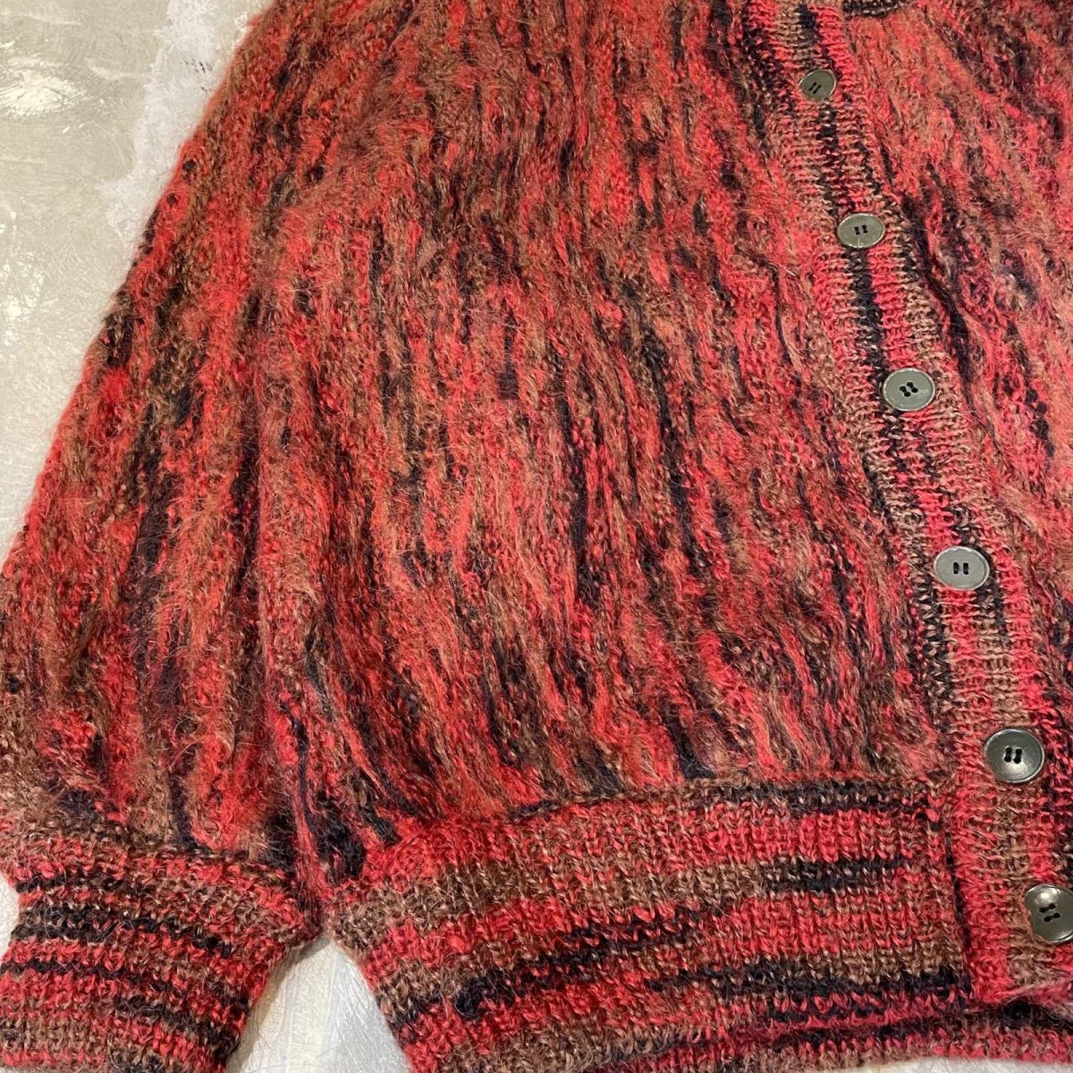 画像5: OLD FULL BUTTON MOHAIR KNIT CARDIGAN / Mens M (5)
