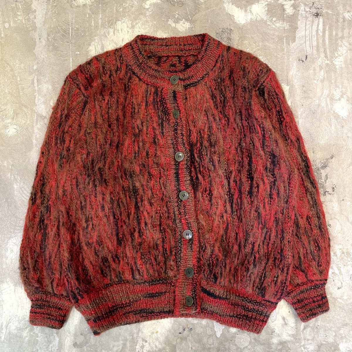 画像1: OLD FULL BUTTON MOHAIR KNIT CARDIGAN / Mens M (1)