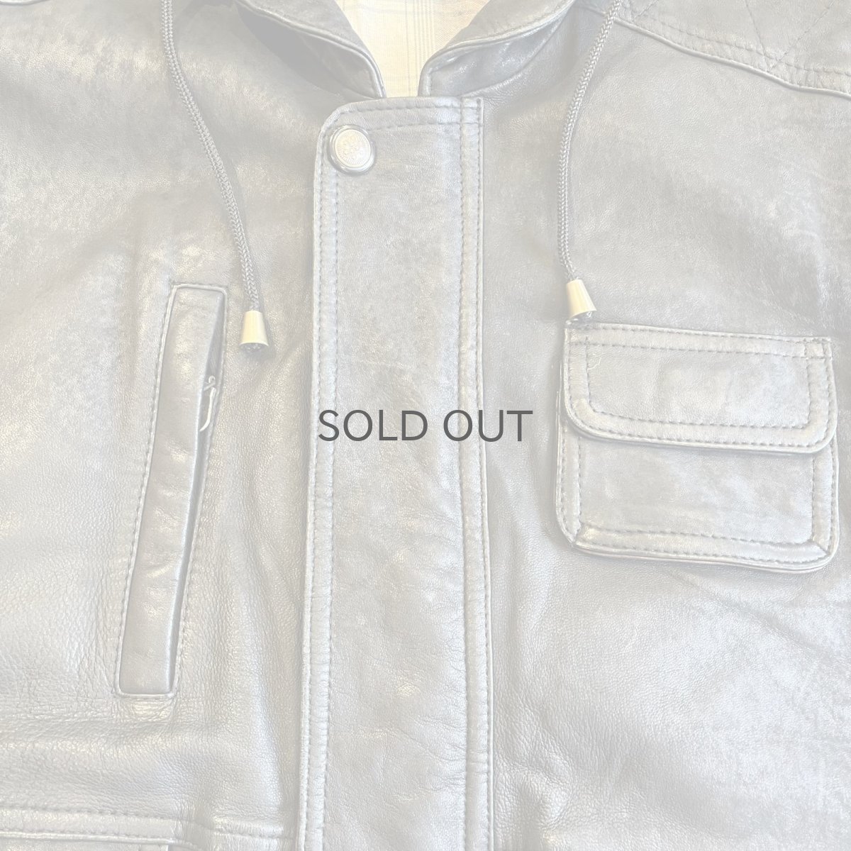 画像8: FRONT POCKET OVER DESIGN REAL LEATHER VEST / Ladies XL(52) (8)