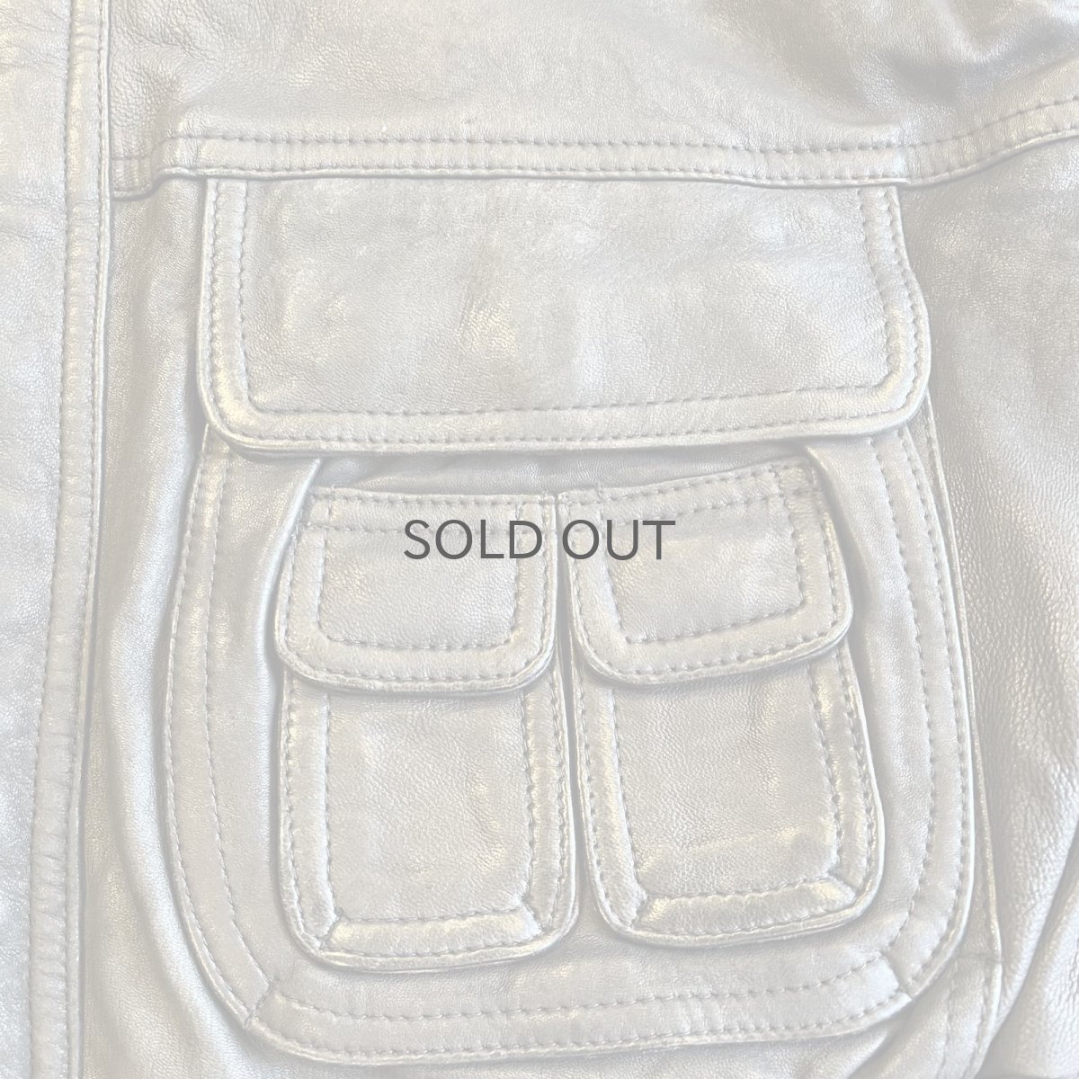 画像12: FRONT POCKET OVER DESIGN REAL LEATHER VEST / Ladies XL(52) (12)